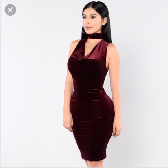 Fashion Nova Dresses & Skirts - Fashion Nova Burgundy Velvet Dress